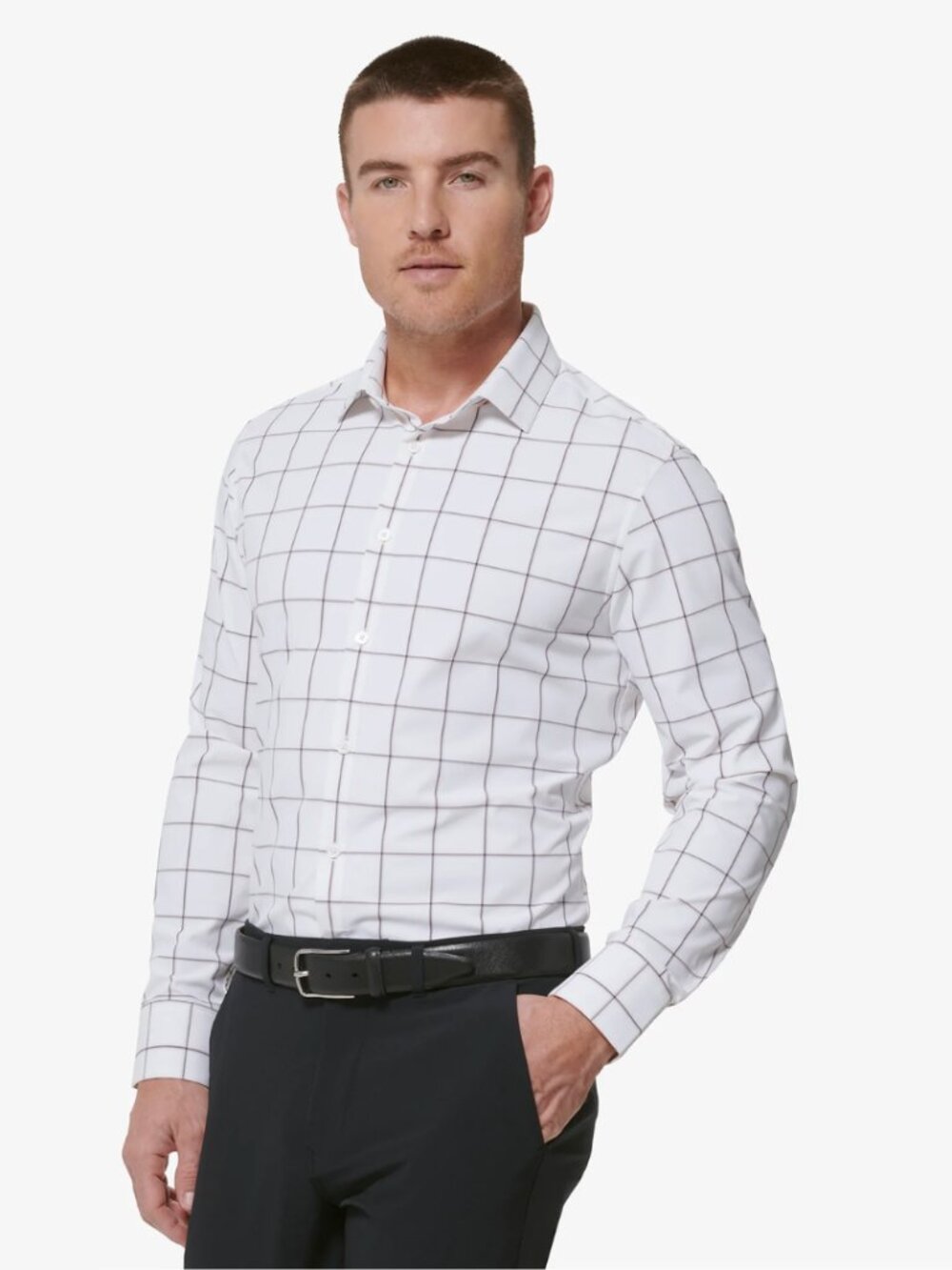 Mizzen Main Leeward Shirt Men Large Button Up Long Sleeve Stretch Windowpane EUC